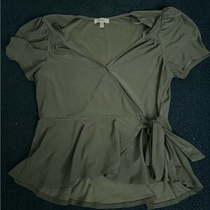 Olive green dress shirt with little bow